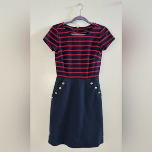 Size 0 Navy and Red Striped Tommy Hilfiger Dress